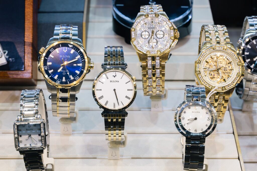 High end watches at a retail jewelry store