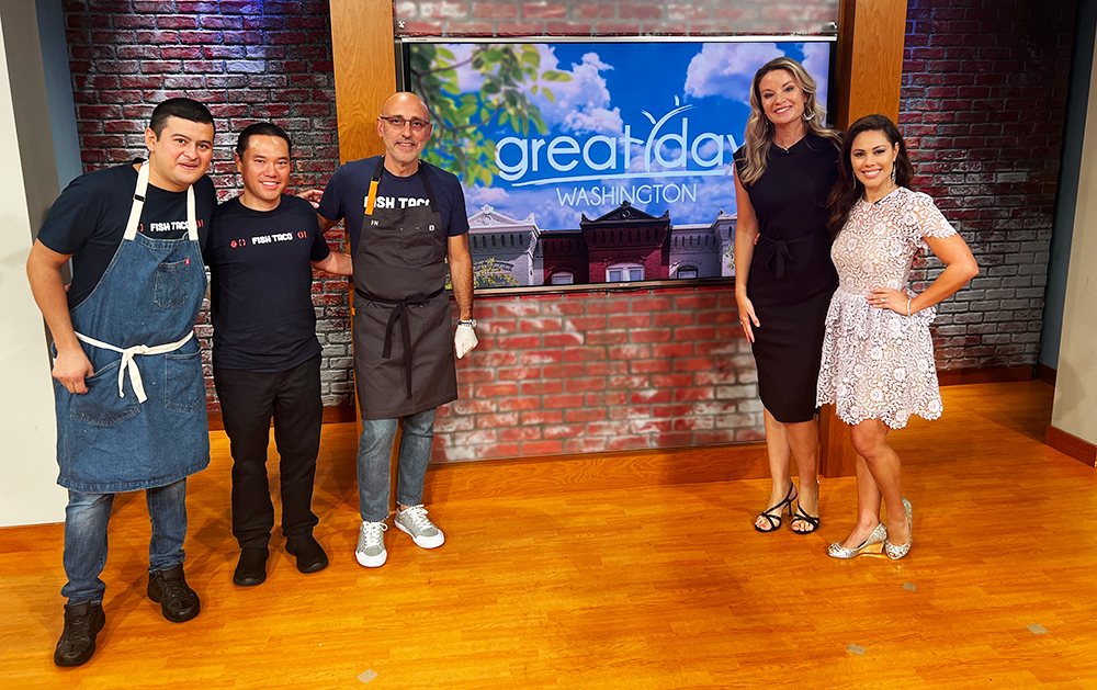 On Set at Great Day Washington with Fish Taco