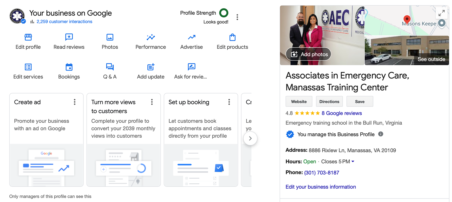 Google Business Profile Manager View