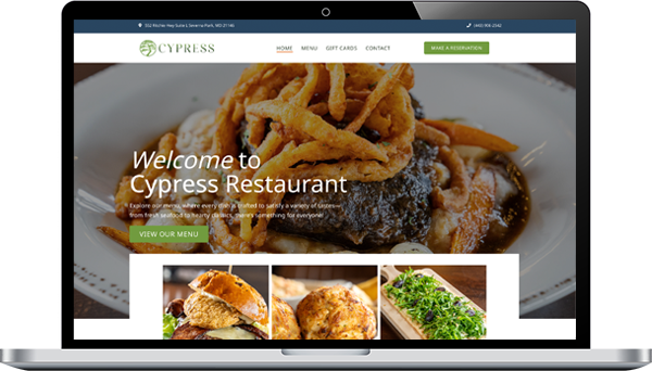 Restaurant in Severna Park Website Portfolio Example